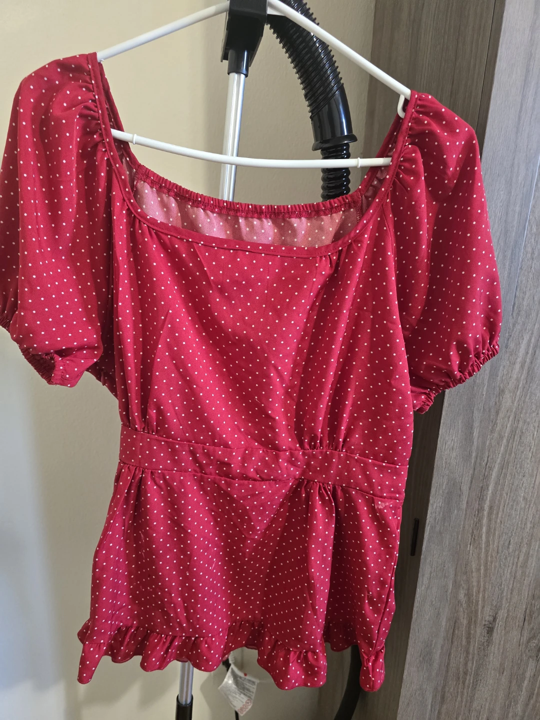 Red Polka Dot Square Neck Top - photo 2