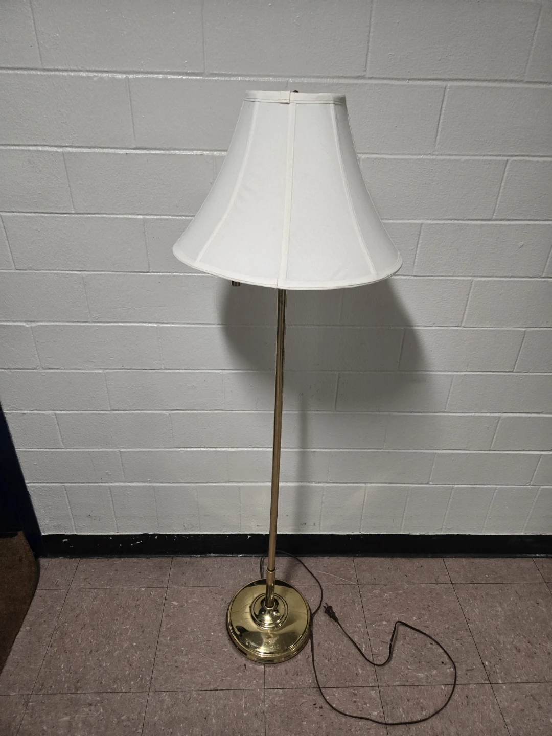 Brass Swing Arm Floor Lamp White Shade - photo 2