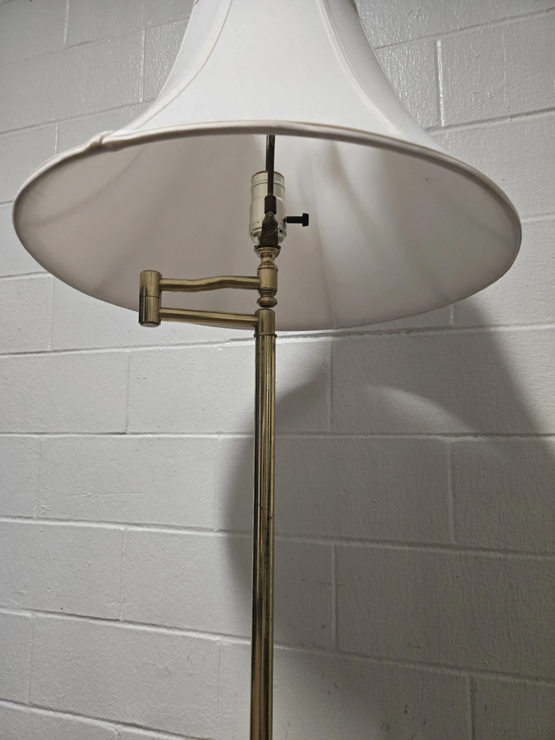 Brass Swing Arm Floor Lamp White Shade - photo 4