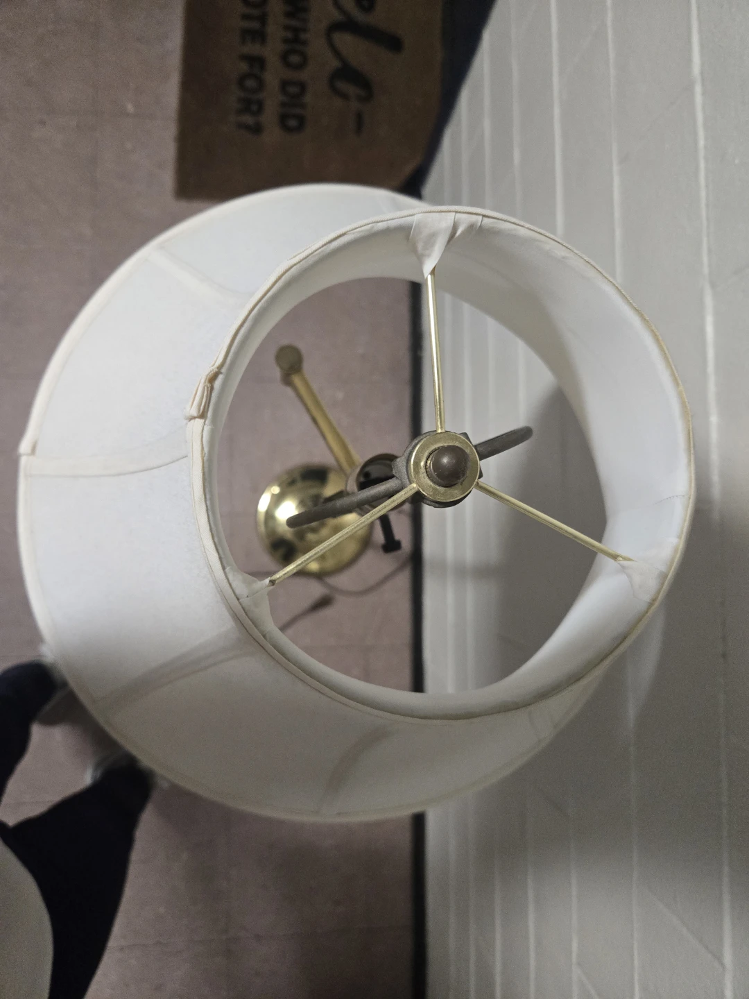 Brass Swing Arm Floor Lamp White Shade - photo 5
