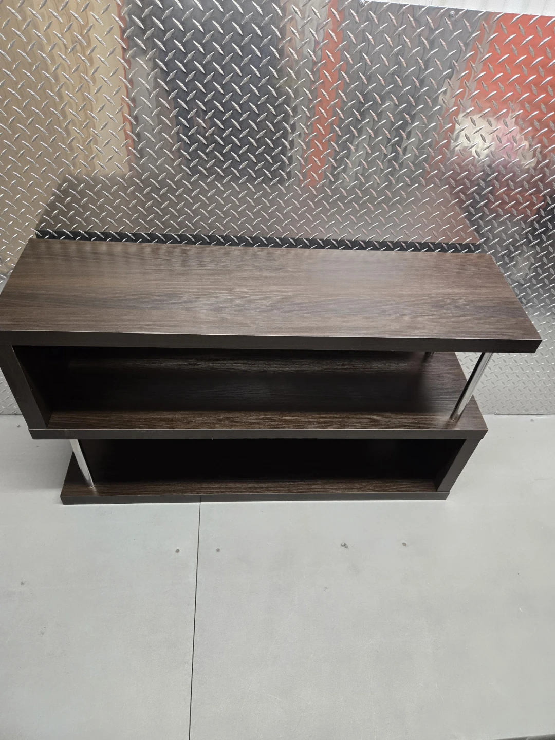 Modern Black-Brown S-Shape Console Table & Media Shelf Unit - photo 2