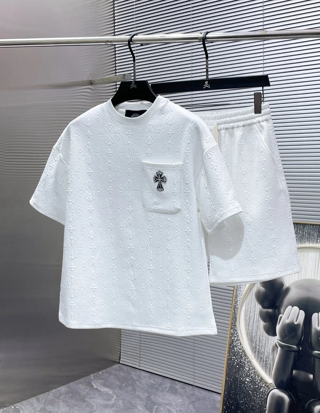 White Chrome Hearts T-Shirt and Shorts Set