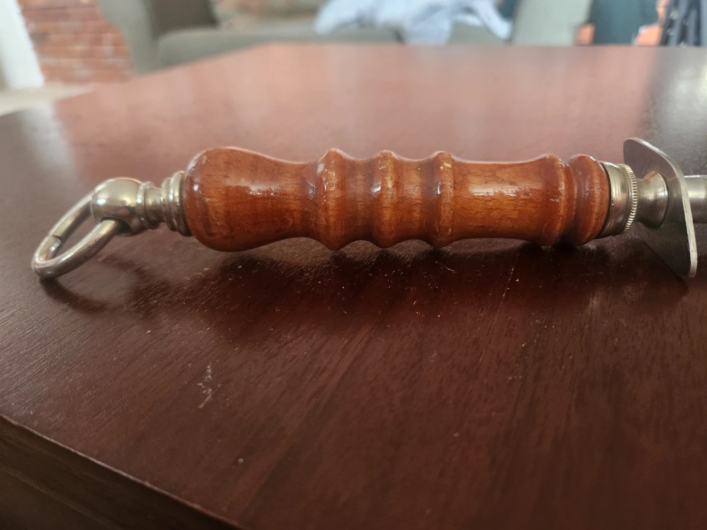 Old-fashioned knife sharpener with wooden handle. - photo 3
