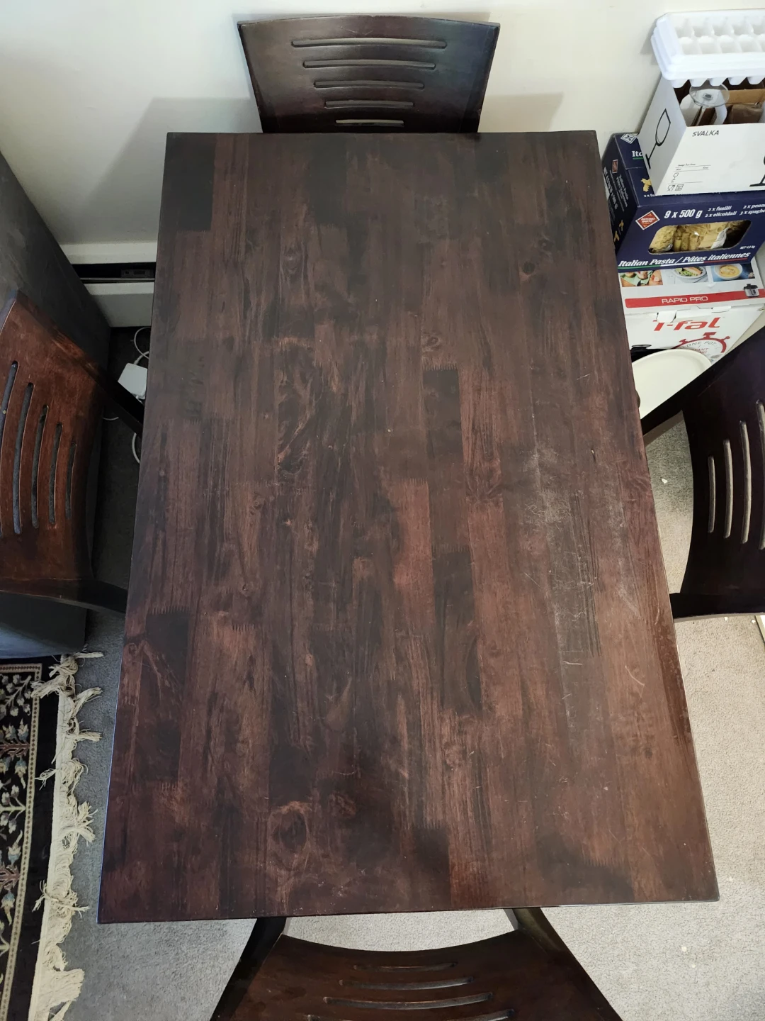 Dark Wood Dining Table and Chairs Set - photo 2