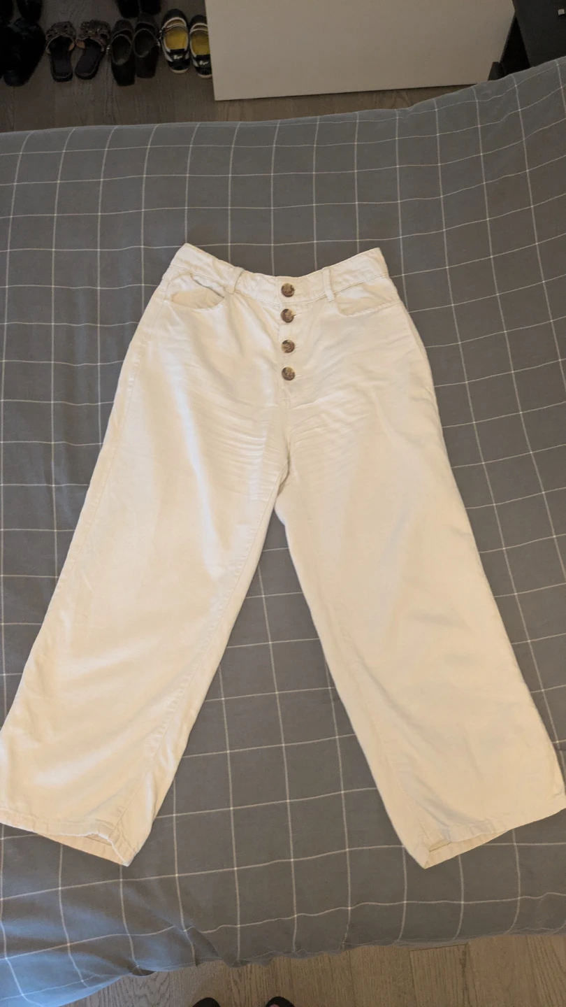 ZARA cream wide-leg pants