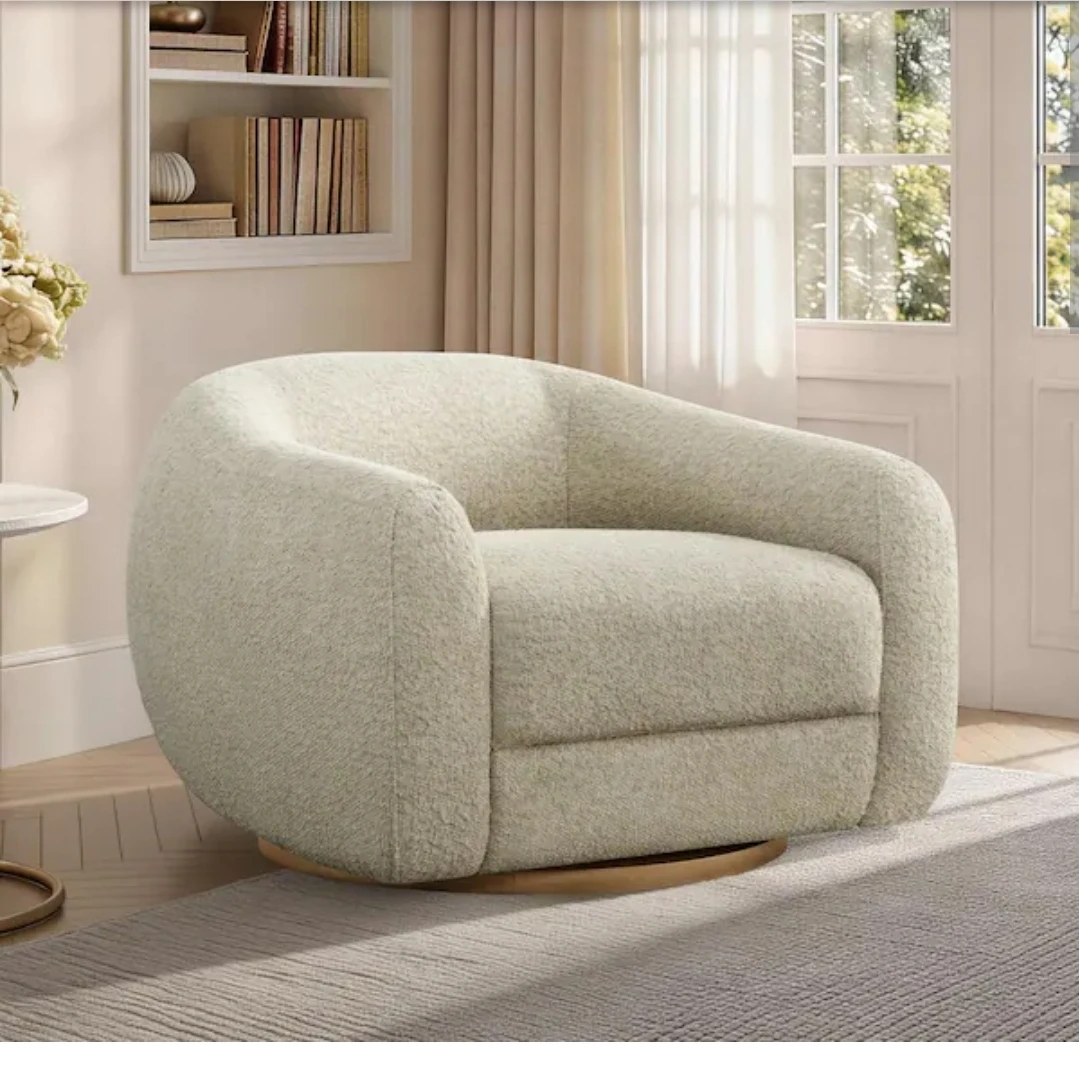 Bouclé Swivel Accent Chair - Beige
