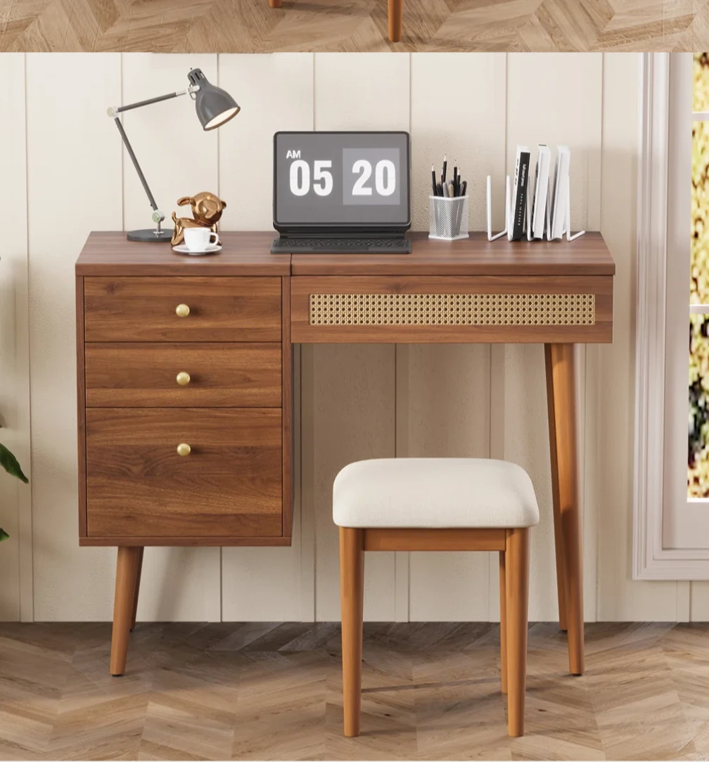 39" Vanity Desk With Flip-Up Led Mirror And 3 Drawers - photo 3