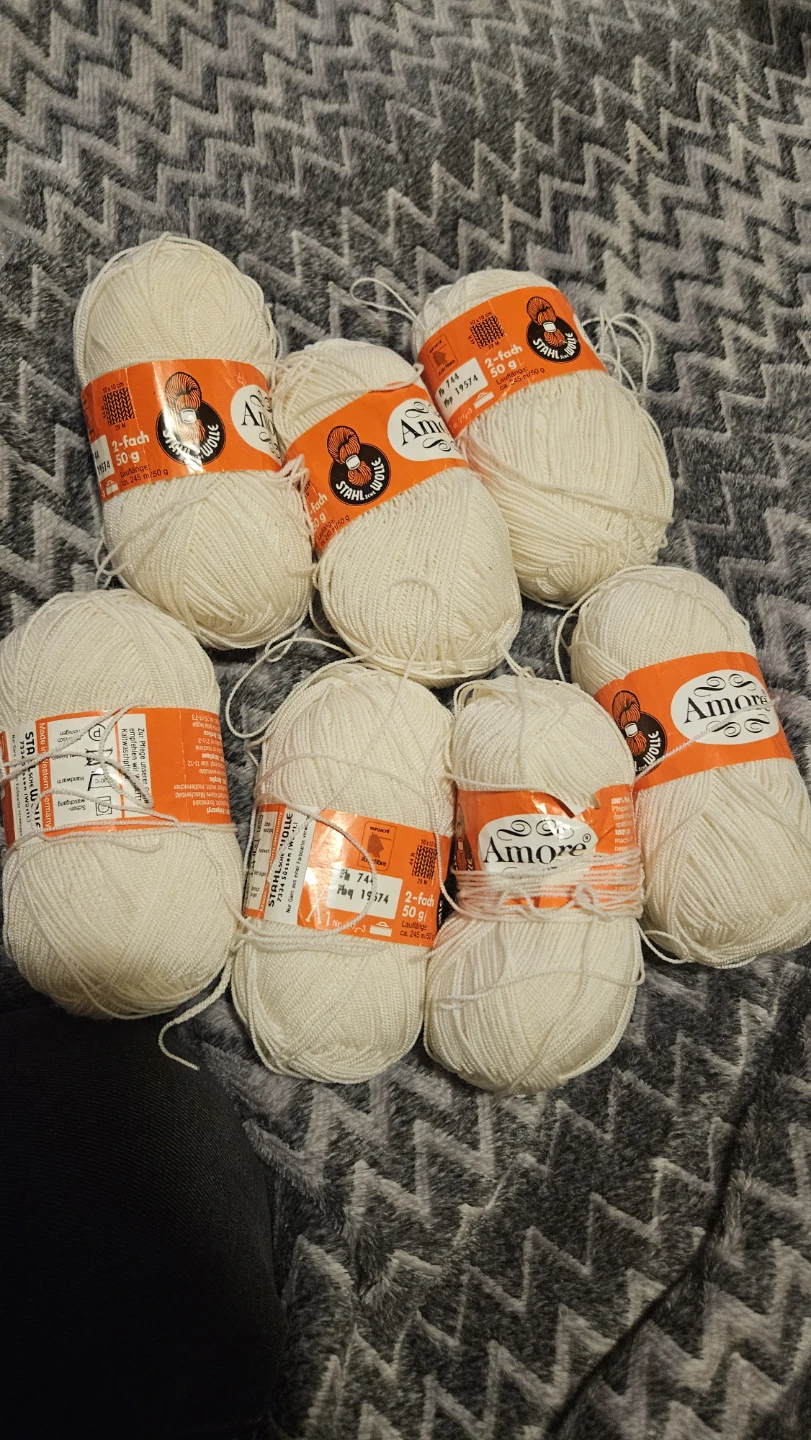 7 Balls White Amann STAHlwolle 2-fach Yarn - 50g Each