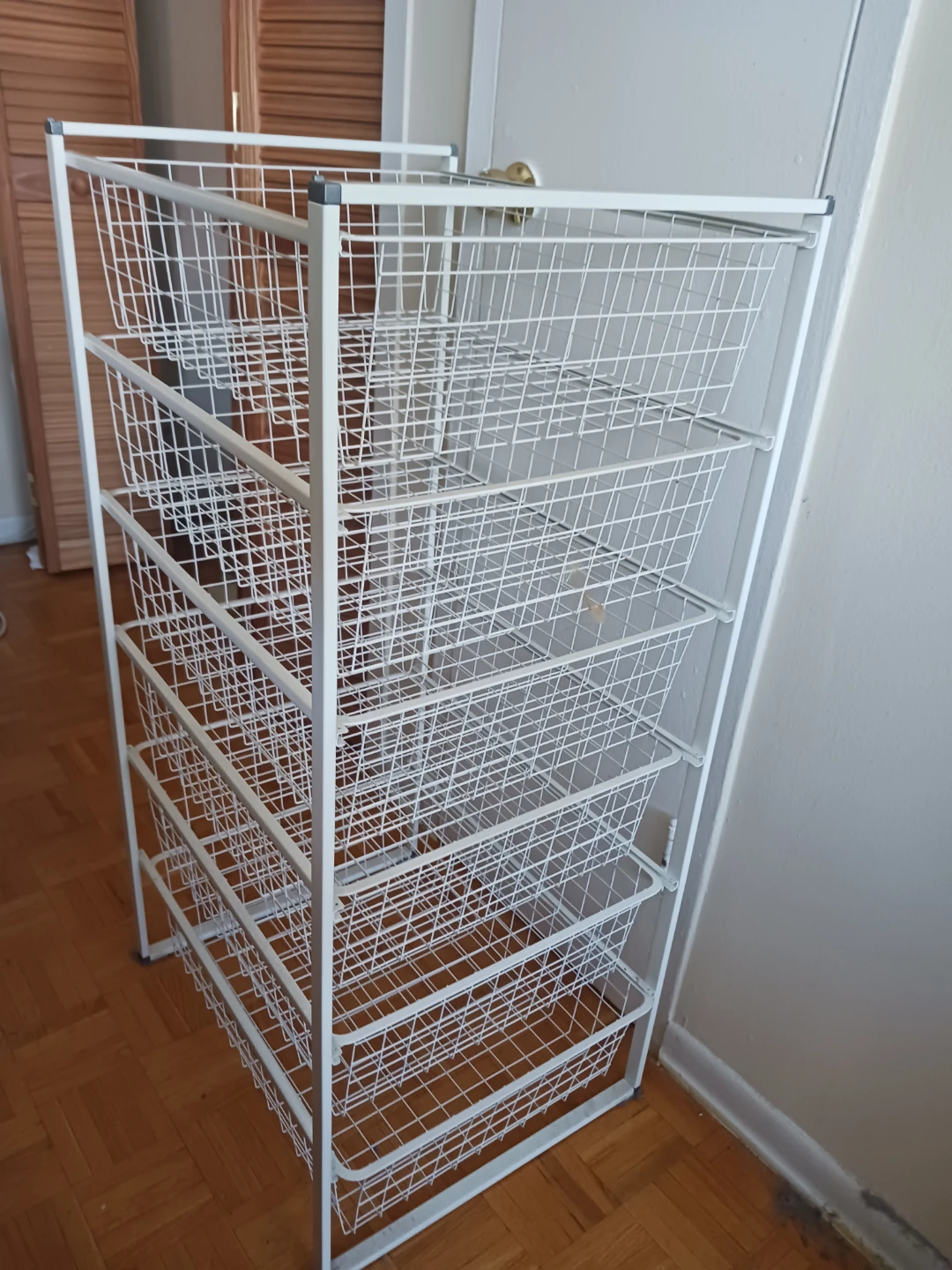 White Wire Storage Cart with 6 Baskets