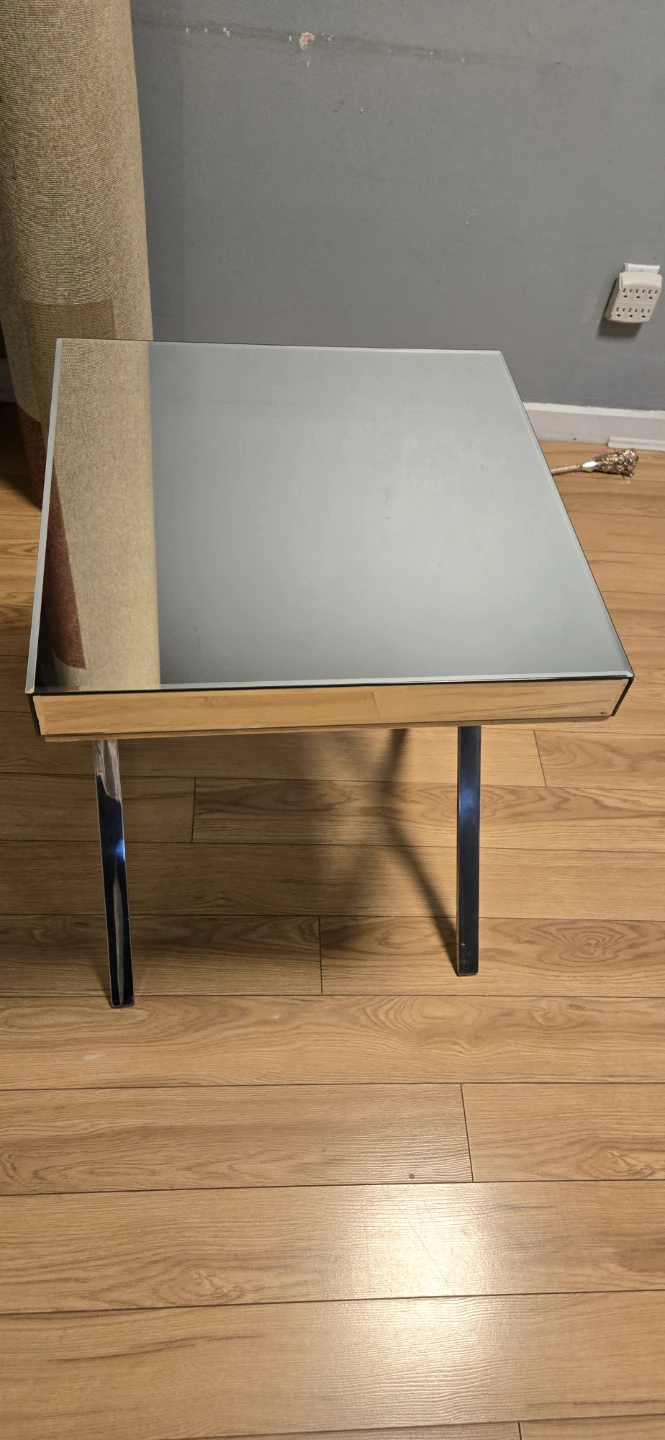 Mirrored Side Table with Chrome X-Legs - photo 2