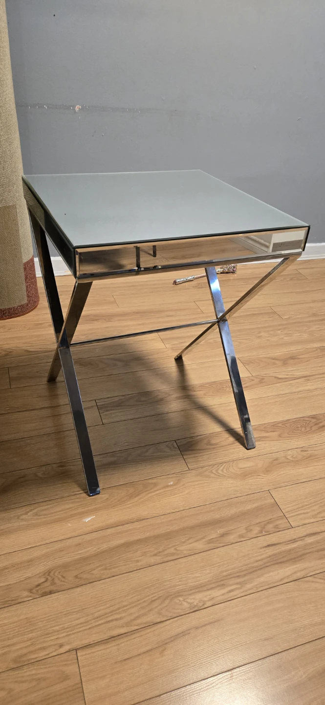 Mirrored Side Table with Chrome X-Legs - photo 3