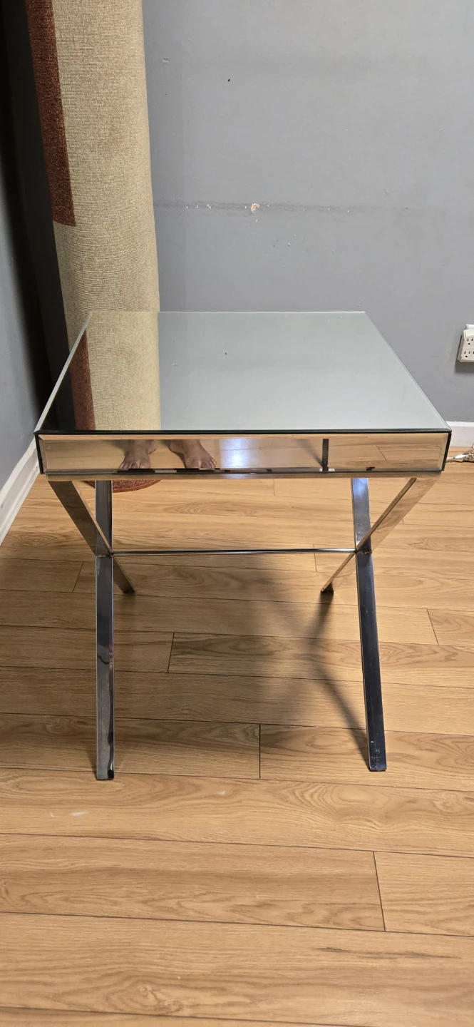 Mirrored Side Table with Chrome X-Legs - photo 4