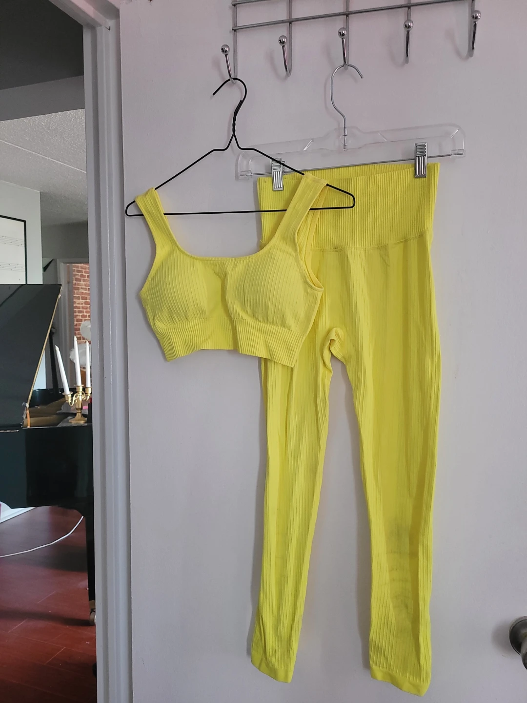 Women's Ribbed Activewear Set - Yellow