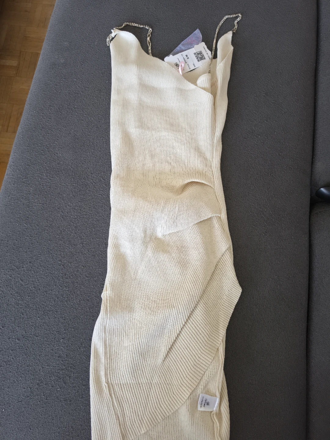 Diyana Secret Beige Ribbed Knit Dress with Chain Strap - photo 5