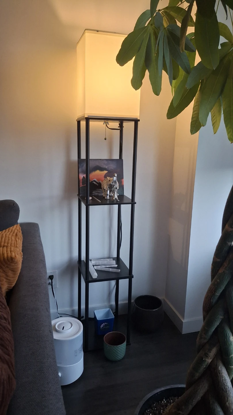 Shelf Floor Lamp with White Square Shade
