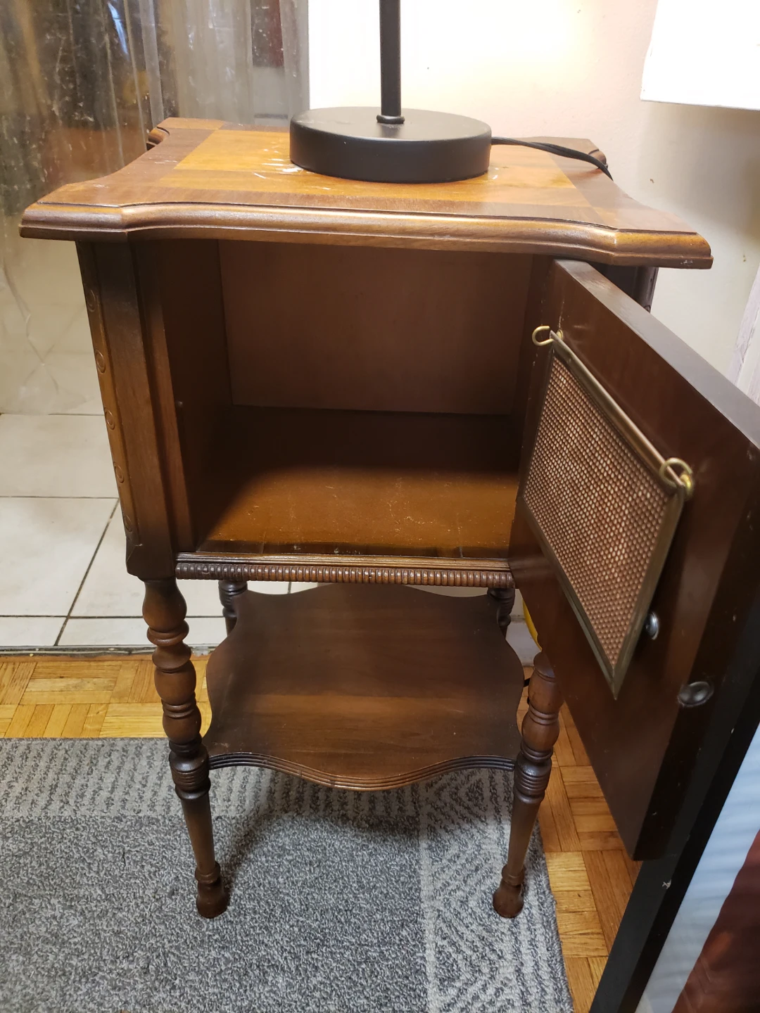 Antique Wooden Side Table with Cabinet - photo 2