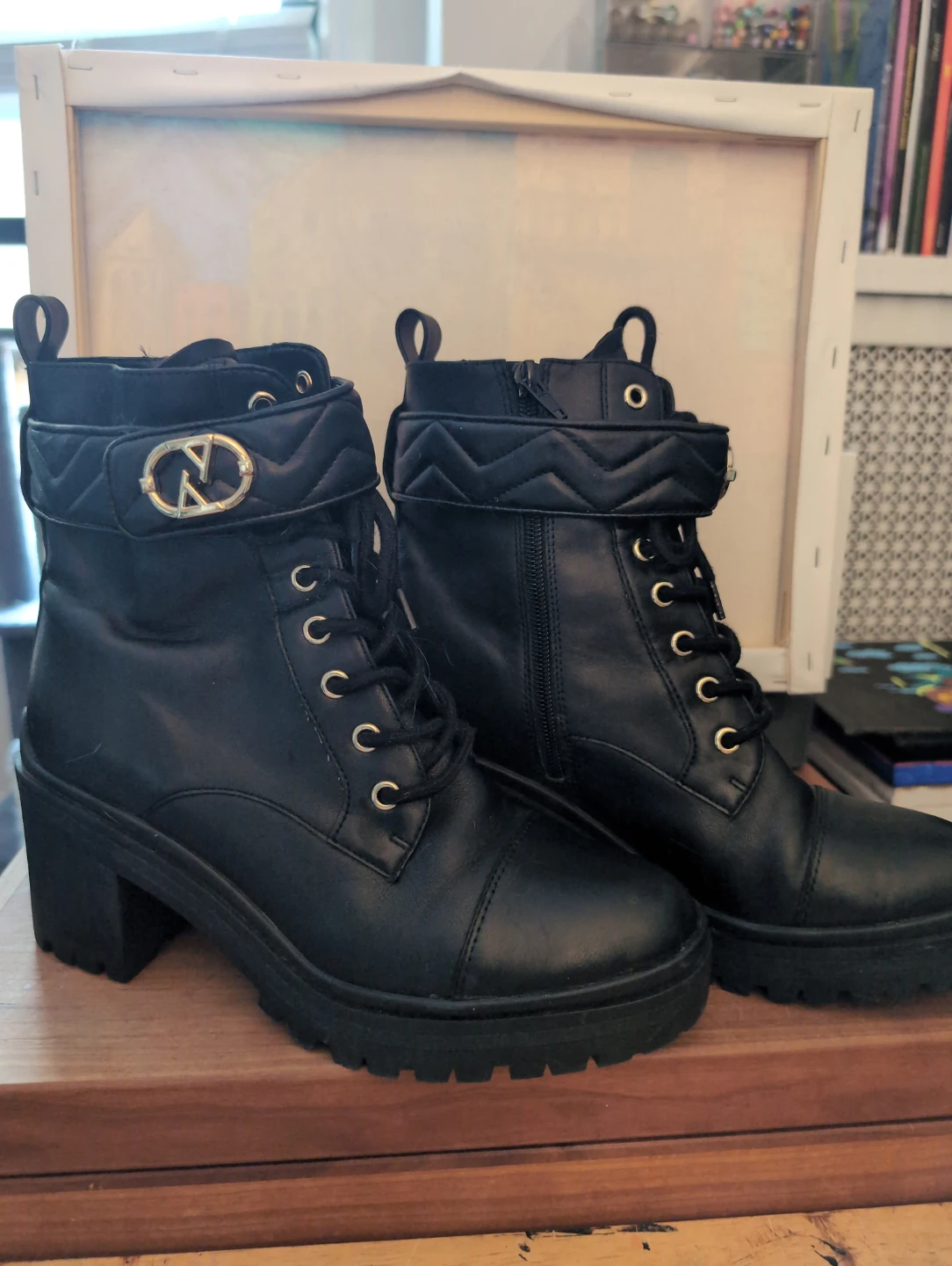 ALDO Black Leather Combat Boots - photo 2