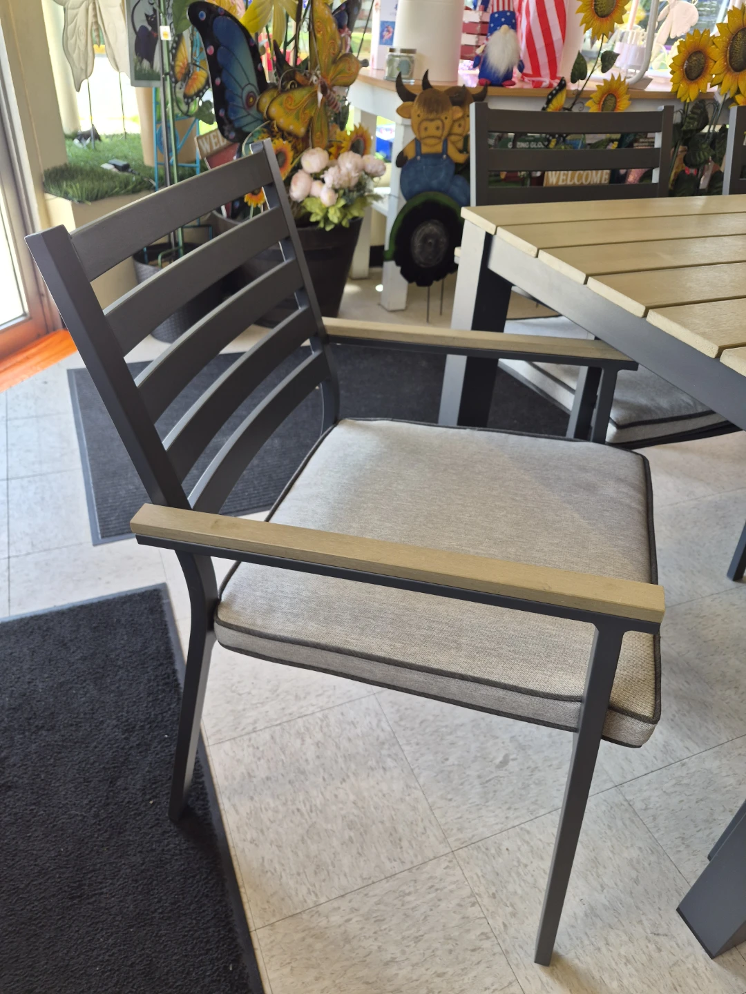 New Outdoor Dining Set with Table, 4 Chairs with cushions, Bench - photo 4