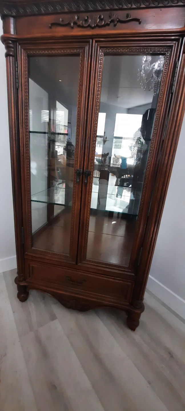 Vintage Curio Cabinet with Glass Doors
