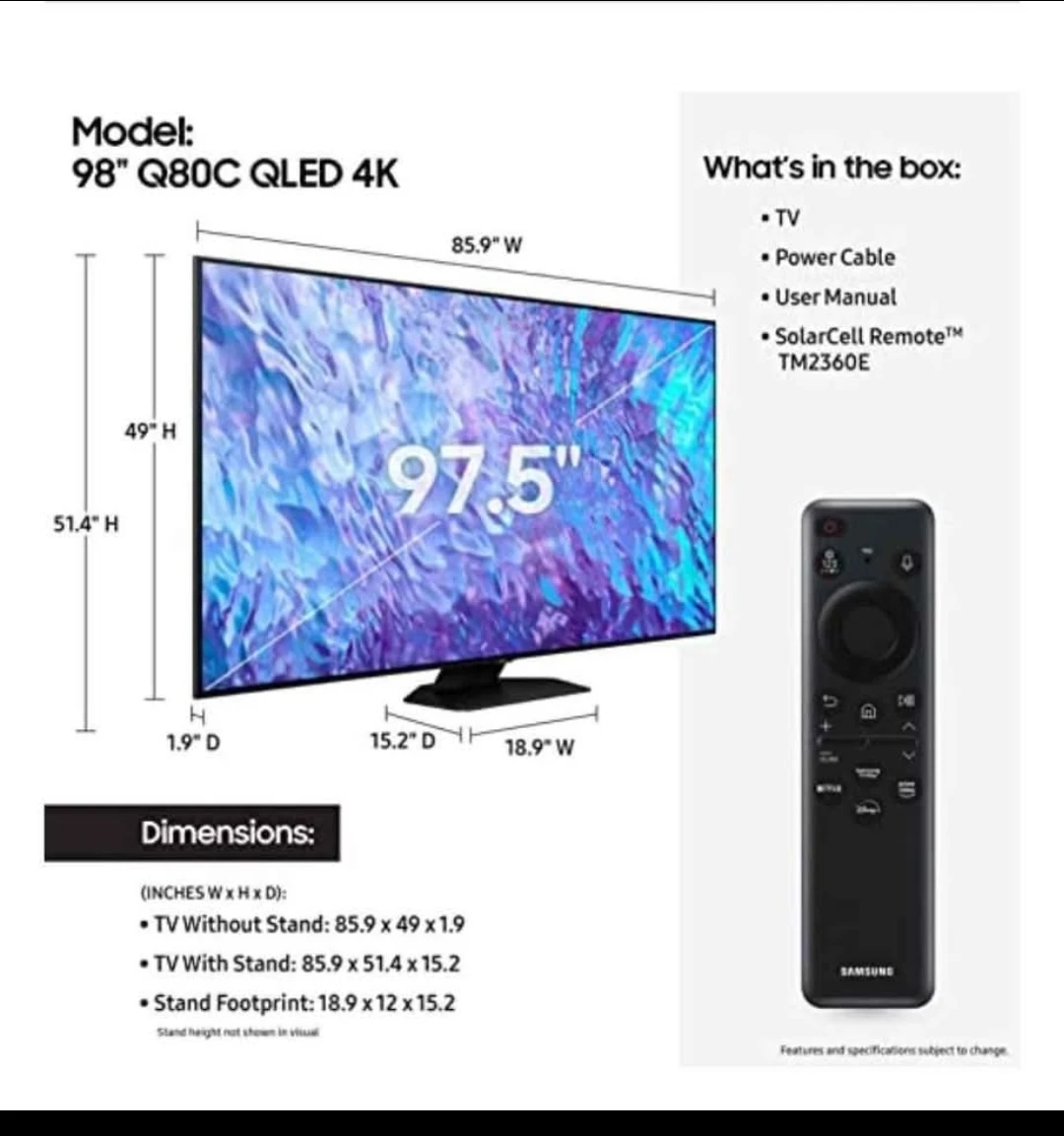 Samsung 98" Q80C QLED 4K UHD Smart TV - photo 3
