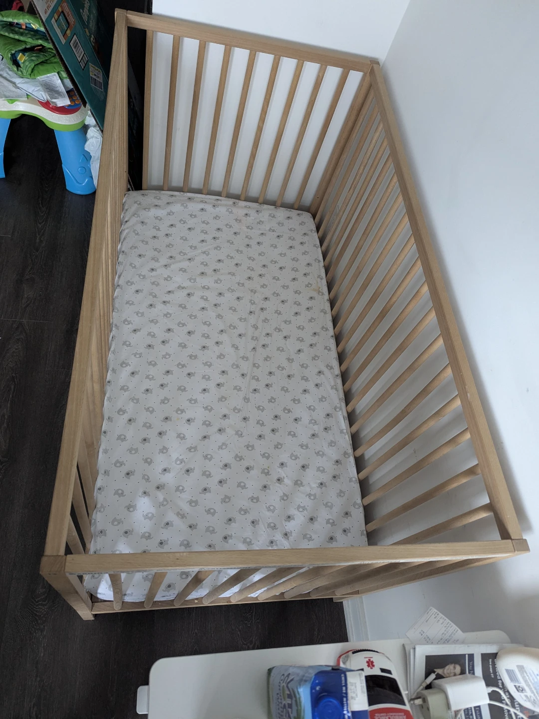 Wooden Baby Crib with Mattress , cover and liners - photo 2