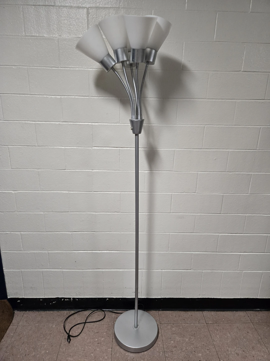 Modern Silver 5-Light Adjustable Gooseneck Floor Lamp