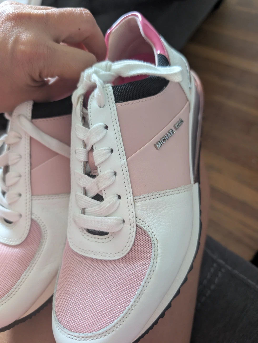 Michael Kors Pink & White Leather Sneakers - photo 2