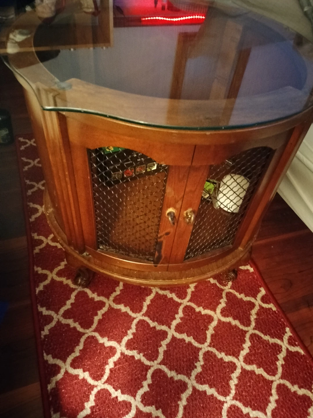 Vintage oak Wooden End Table with Glass Top. and marble - photo 5