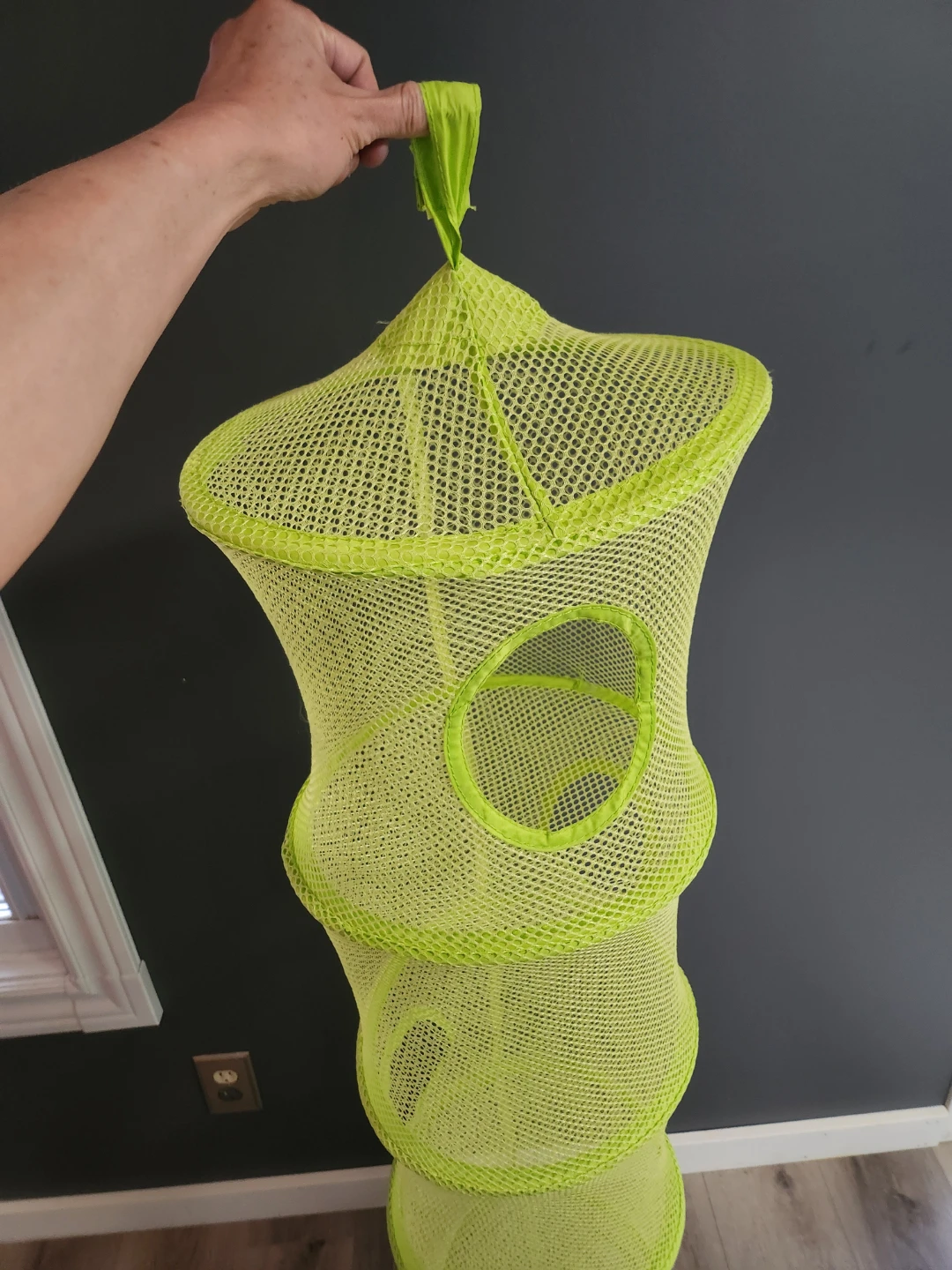 Collapsible hanging mesh storage hamper Neon green- (5ft)