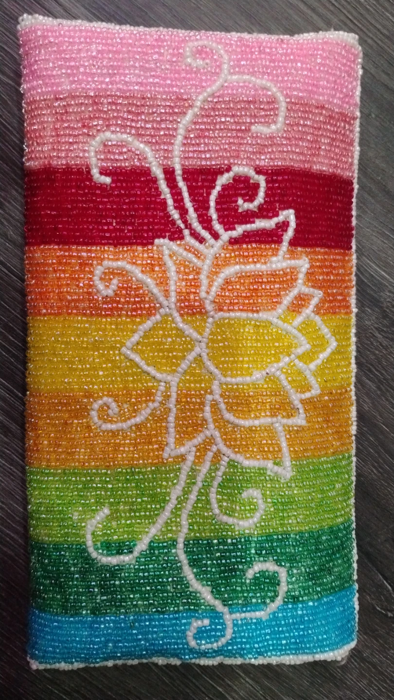 Beaded Clutch Purse Rainbow Floral Design - photo 2