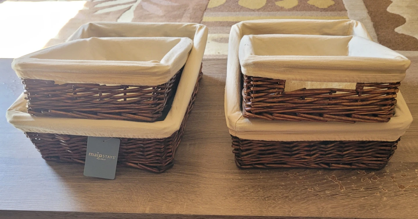 Mainstays Home Wicker Baskets with Liner (Set of 2)
