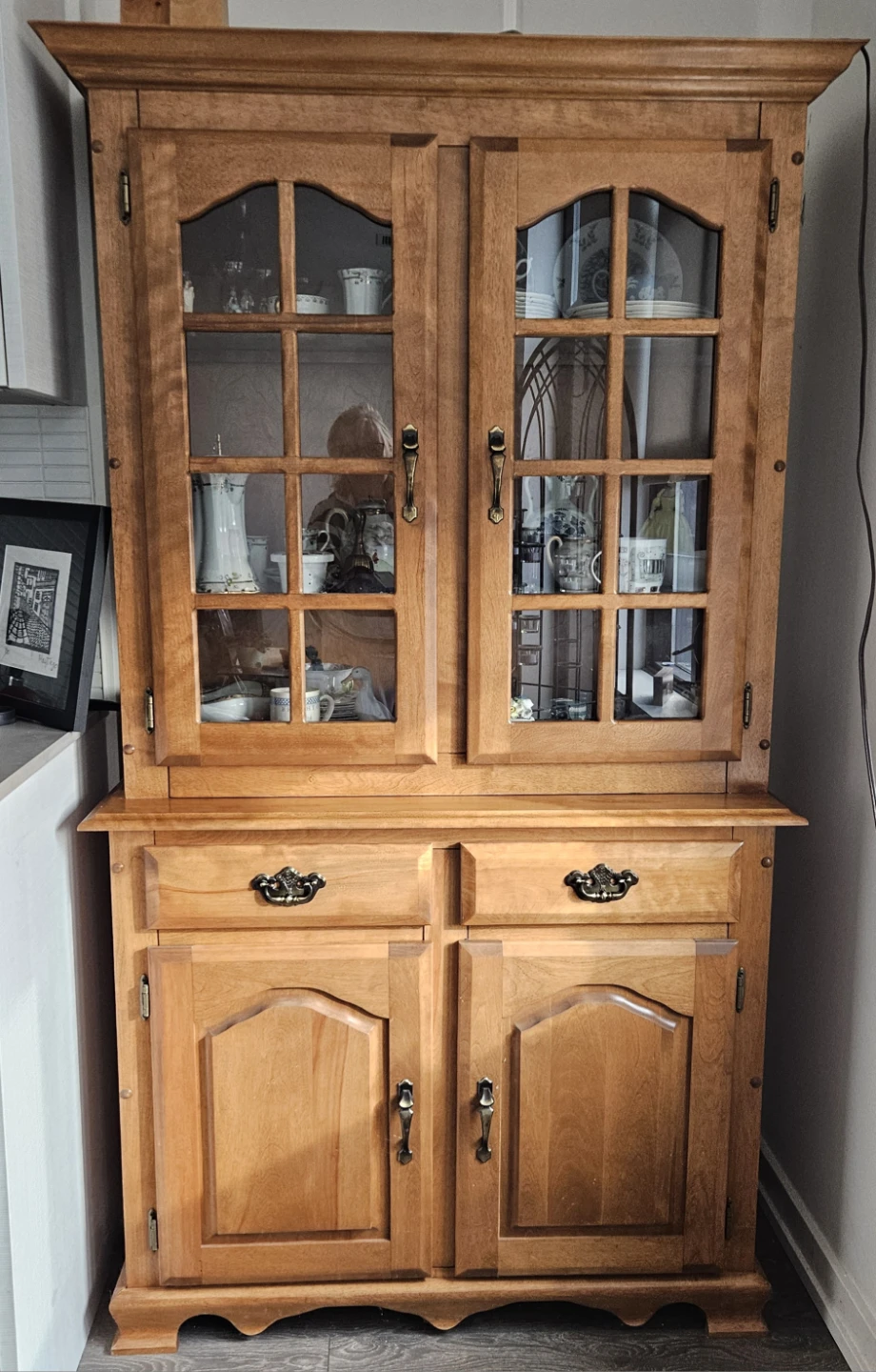 Wooden China Cabinet with Glass Doors