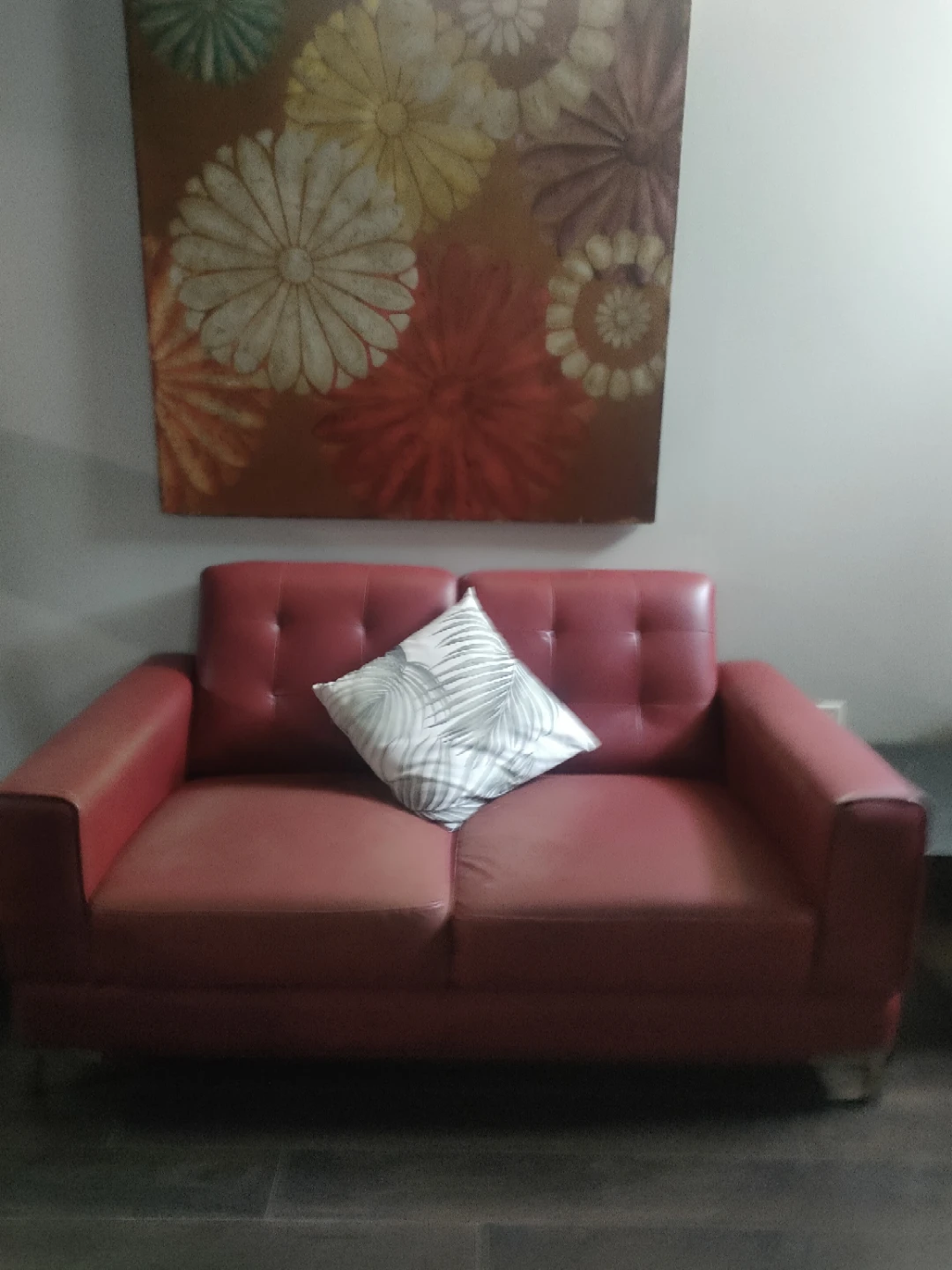 Red Tufted Loveseat Sofa - photo 4