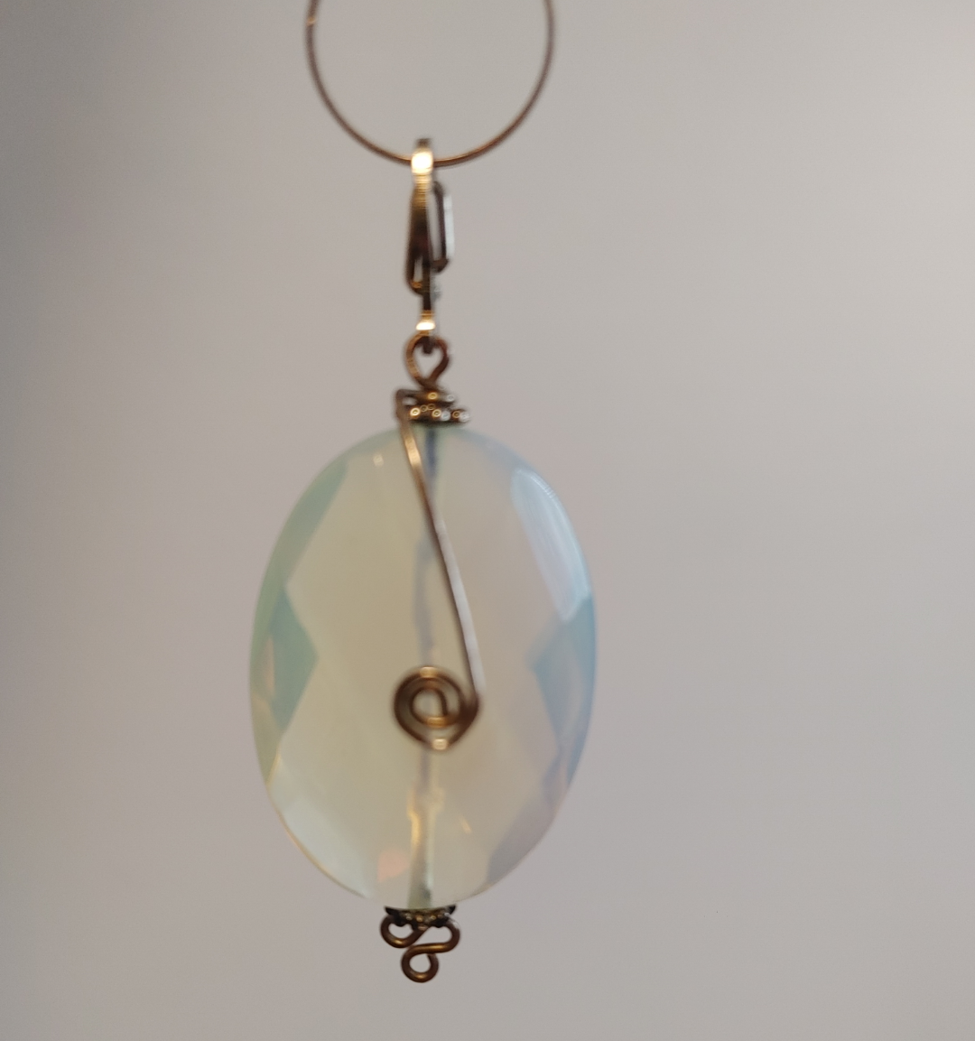 Opalite Pendant Necklace with Circle Chain