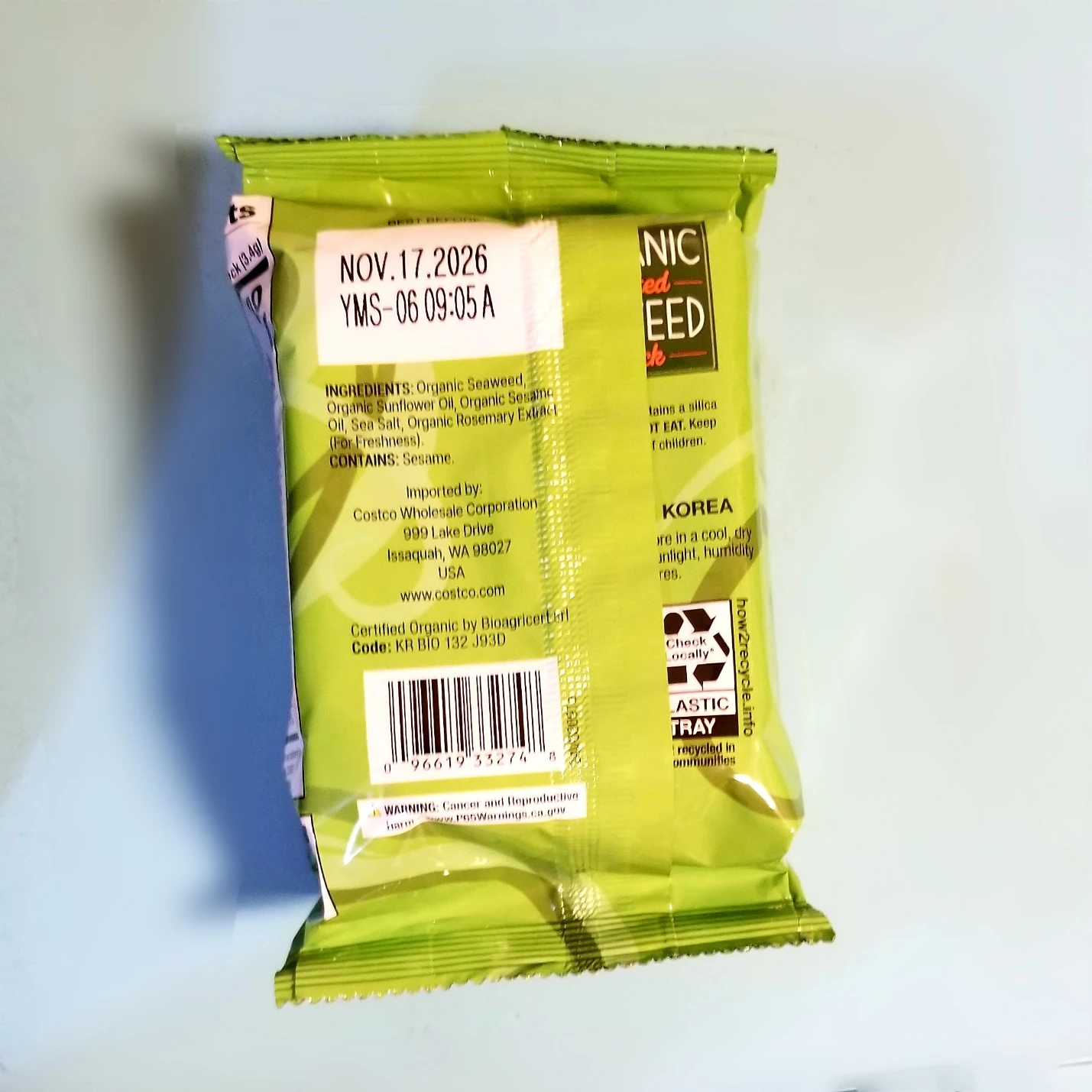 NEW Kirkland Signature Organic Roasted Seaweed Snack, Sesame ⚽ - photo 2