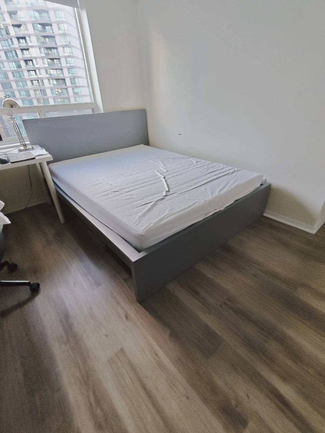 Queen size IKEA Grey Platform Bed Frame with Headboard - photo 4