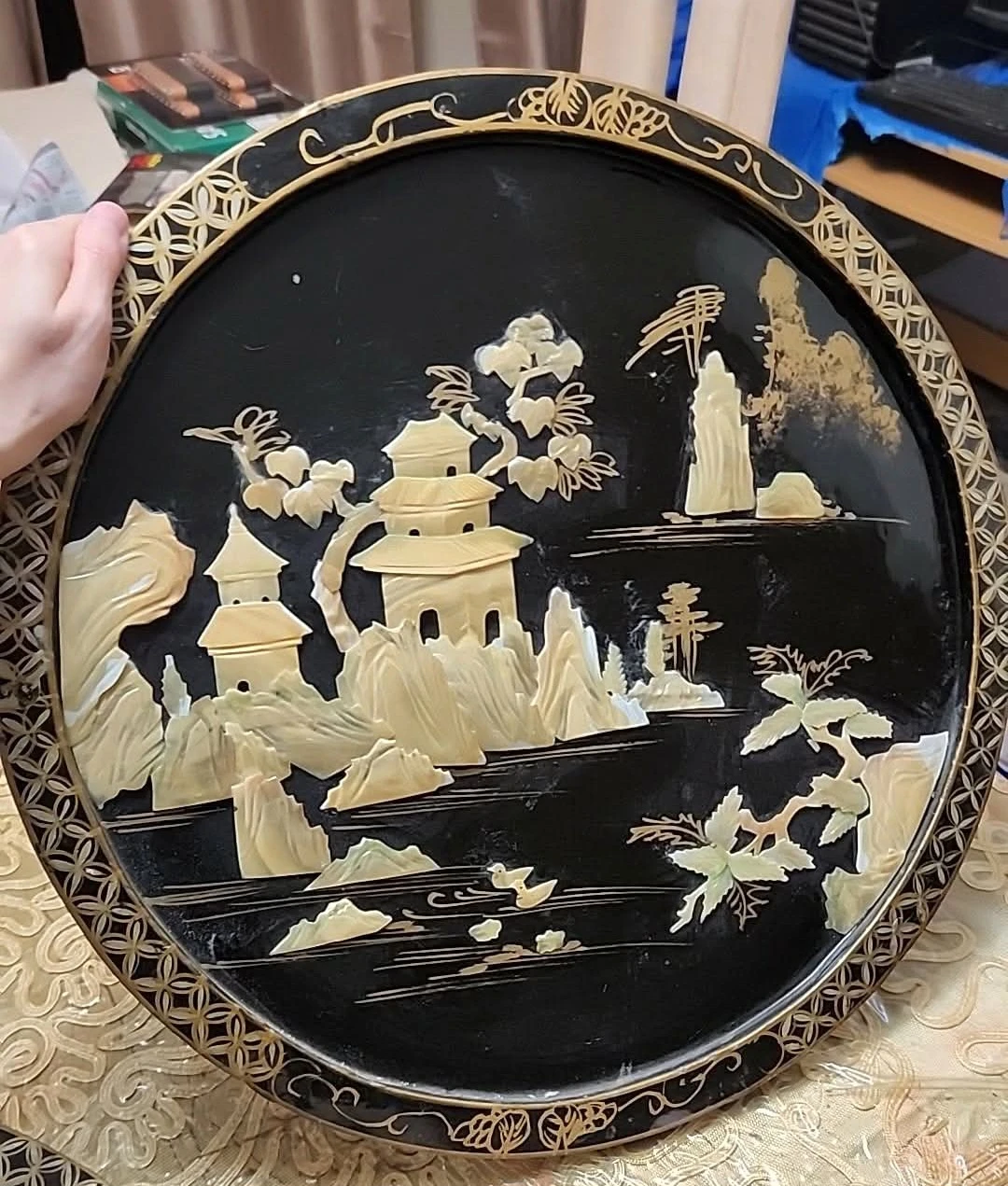 New Vintage Mother of Pearl Inlay Wall Art Set - photo 2