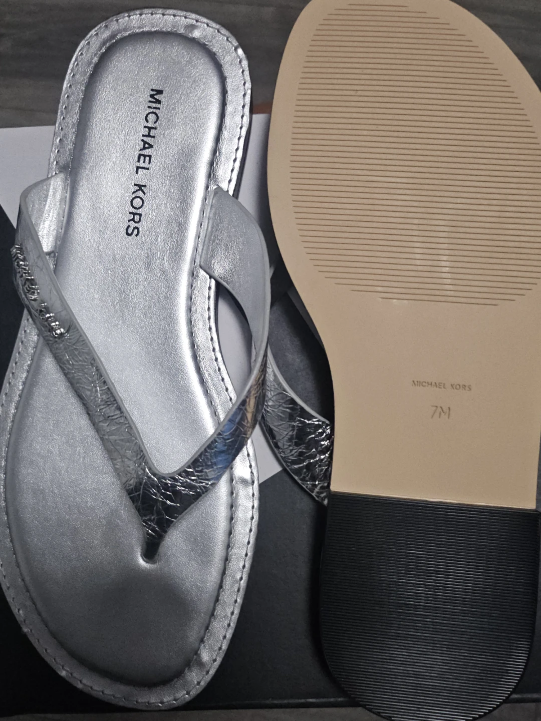 Michael Kors Silver Thong Sandals Size 7M - photo 3