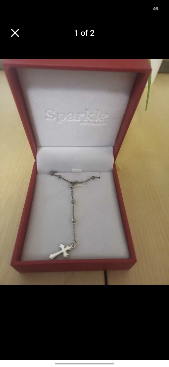 Sparkle Jewellers Rosary Necklace with Cross Pendant