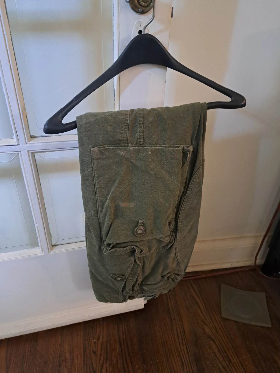 Olive Green Vintage Military Style Jacket and Pants Set - photo 4
