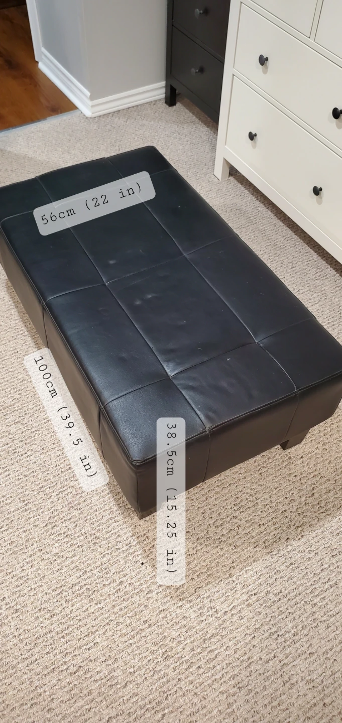 Black Faux Leather Ottoman