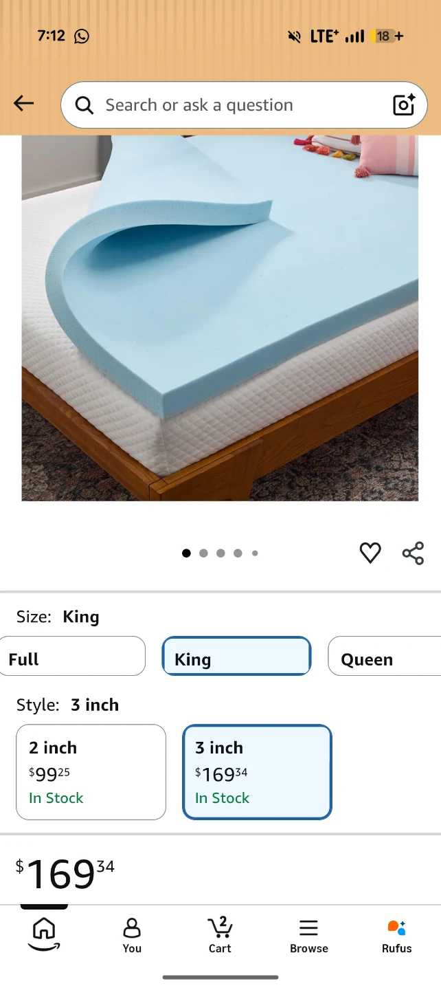 3-inch King Size Memory Foam Mattress Topper