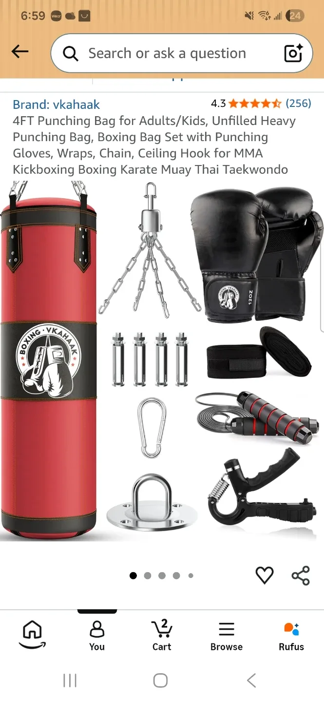 VKahaak 4FT Boxing bag with gloves.