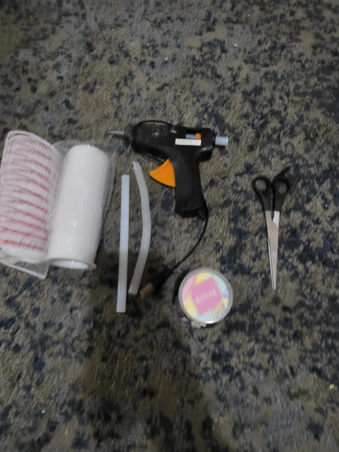 Crafting Bundle: Hot Glue Gun, Mesh Ribbon, Beads & Scissors