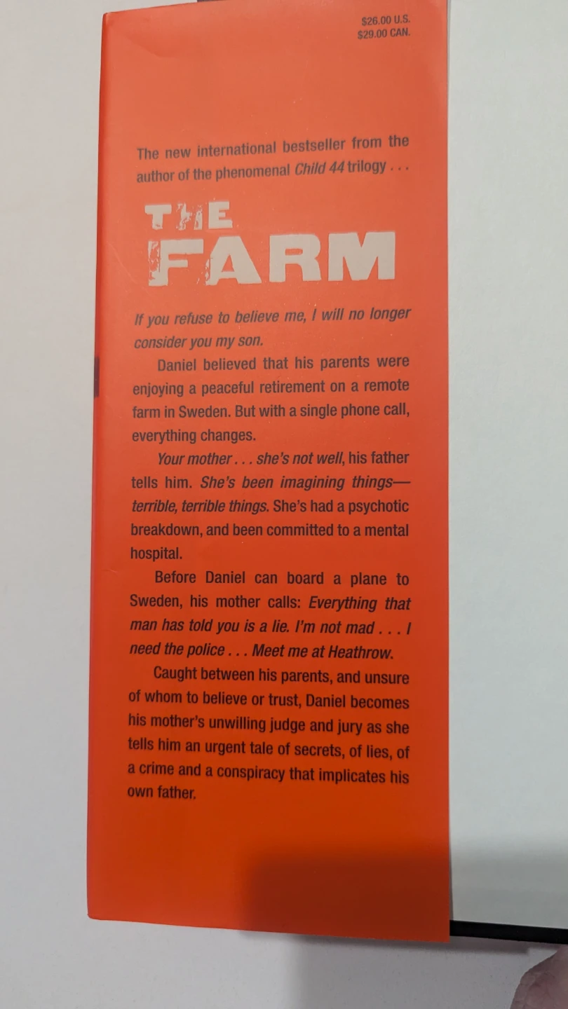 The Farm by Tom Rob Smith Paperback Novel - photo 3