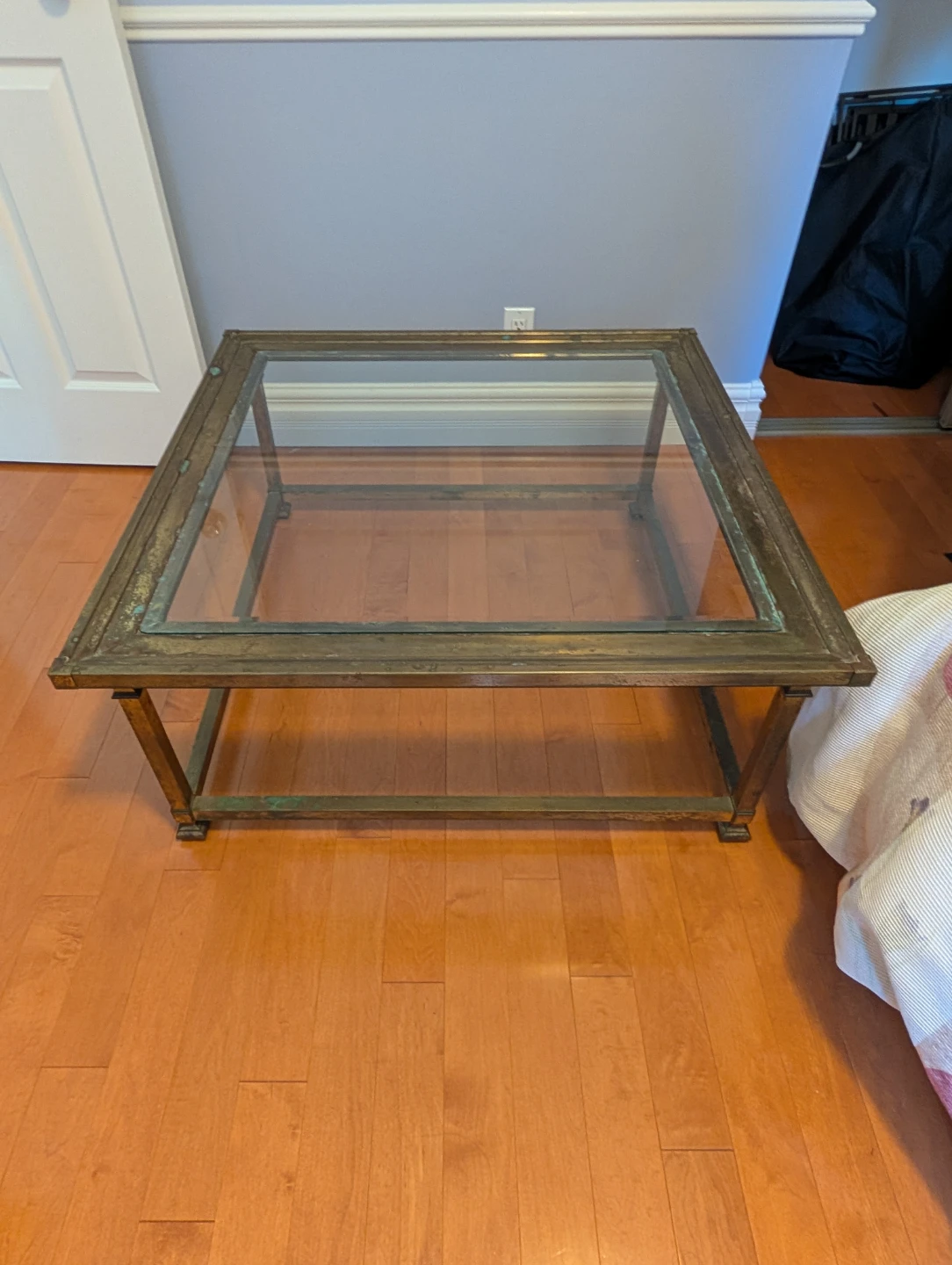 Vintage Brass & Glass Coffee Table – 36” Square – $185 OBO
