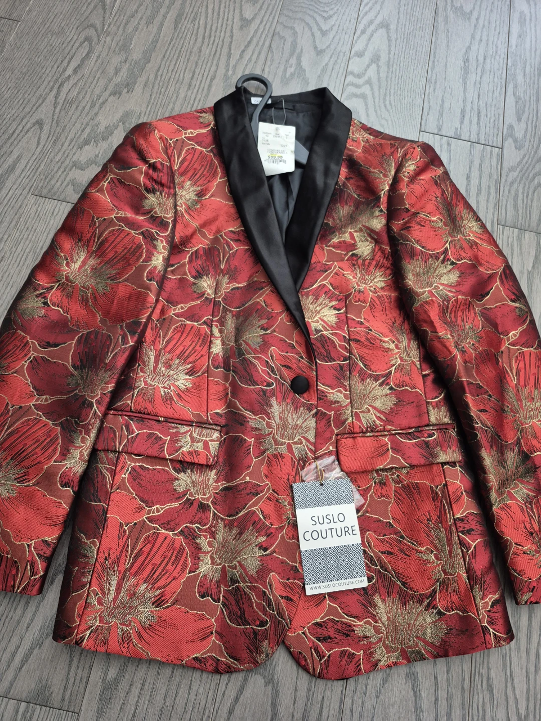 Suslo Couture Red Floral Blazer Size 12 - photo 2