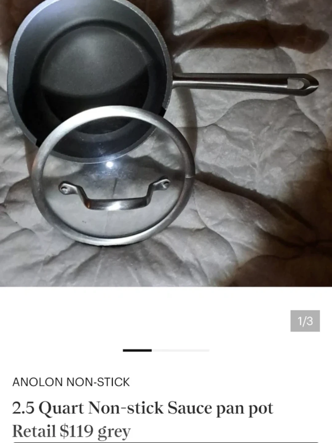 ANOLON 2.5 Quart Non-stick Big Saucepan Pot, gray - photo 2