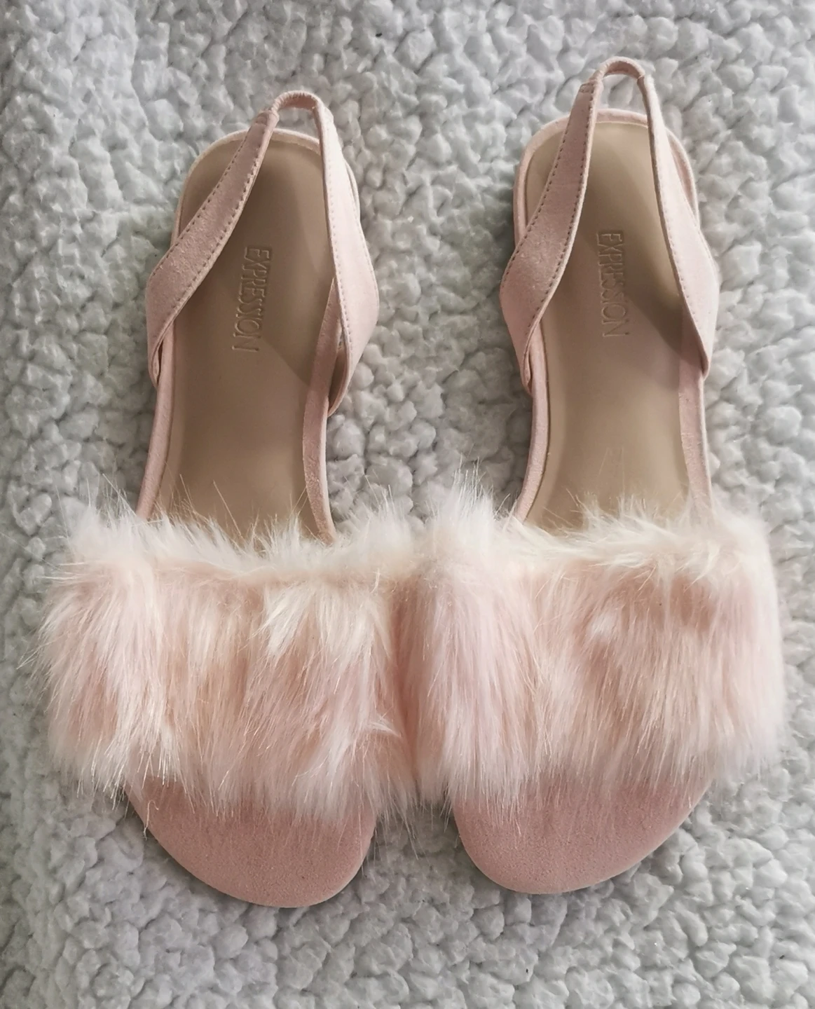 Expression Faux Fur Strap Sandals