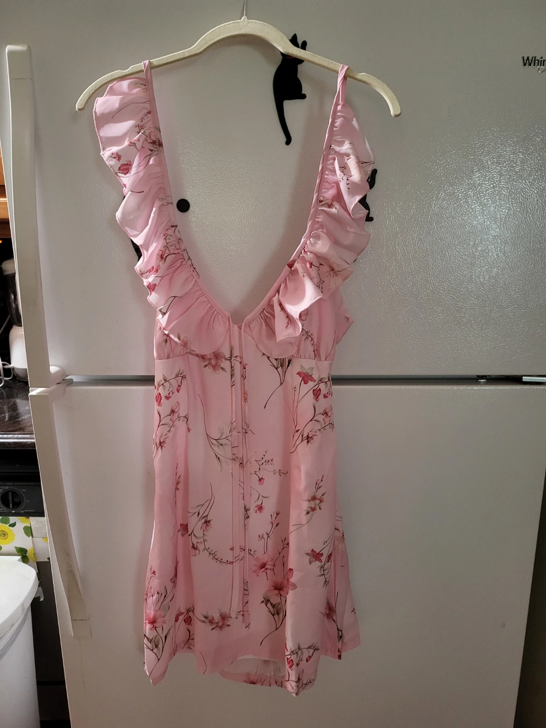 Fits like x small, pink halter dress.